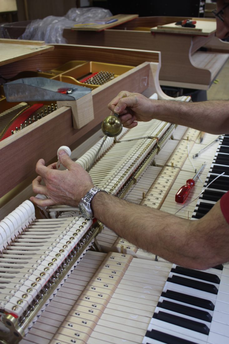 Fabrique Steinway Hambourg - touche d'huile sur les marteaux