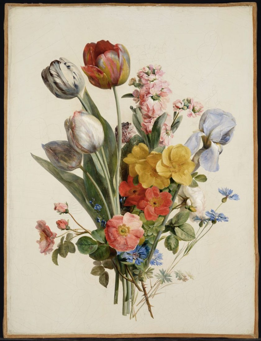 Antoine Berjon (1754-1843) Fleurs sur un fond blanc, 1844