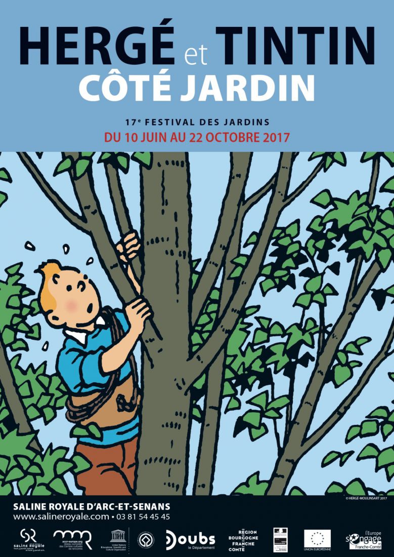 Arc-et-Senans Affiche 2017 Hergé et Tintin Coté jardin