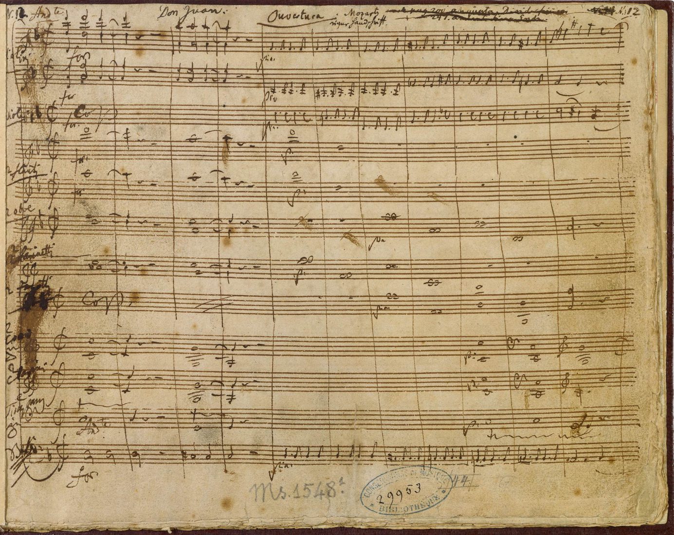 Il dissoluto punito ossia il Don Giovanni. Partition manuscrite autographe de Mozart, 1787.