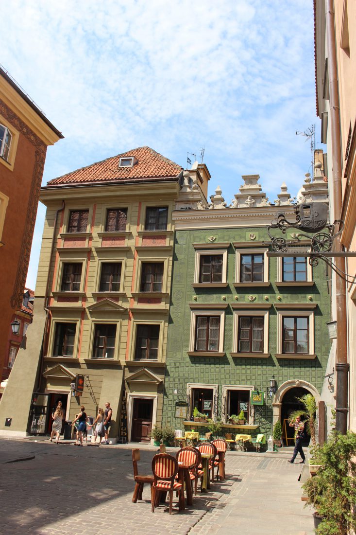 Pologne varsovie maisons colorées, enseigne vieille ville