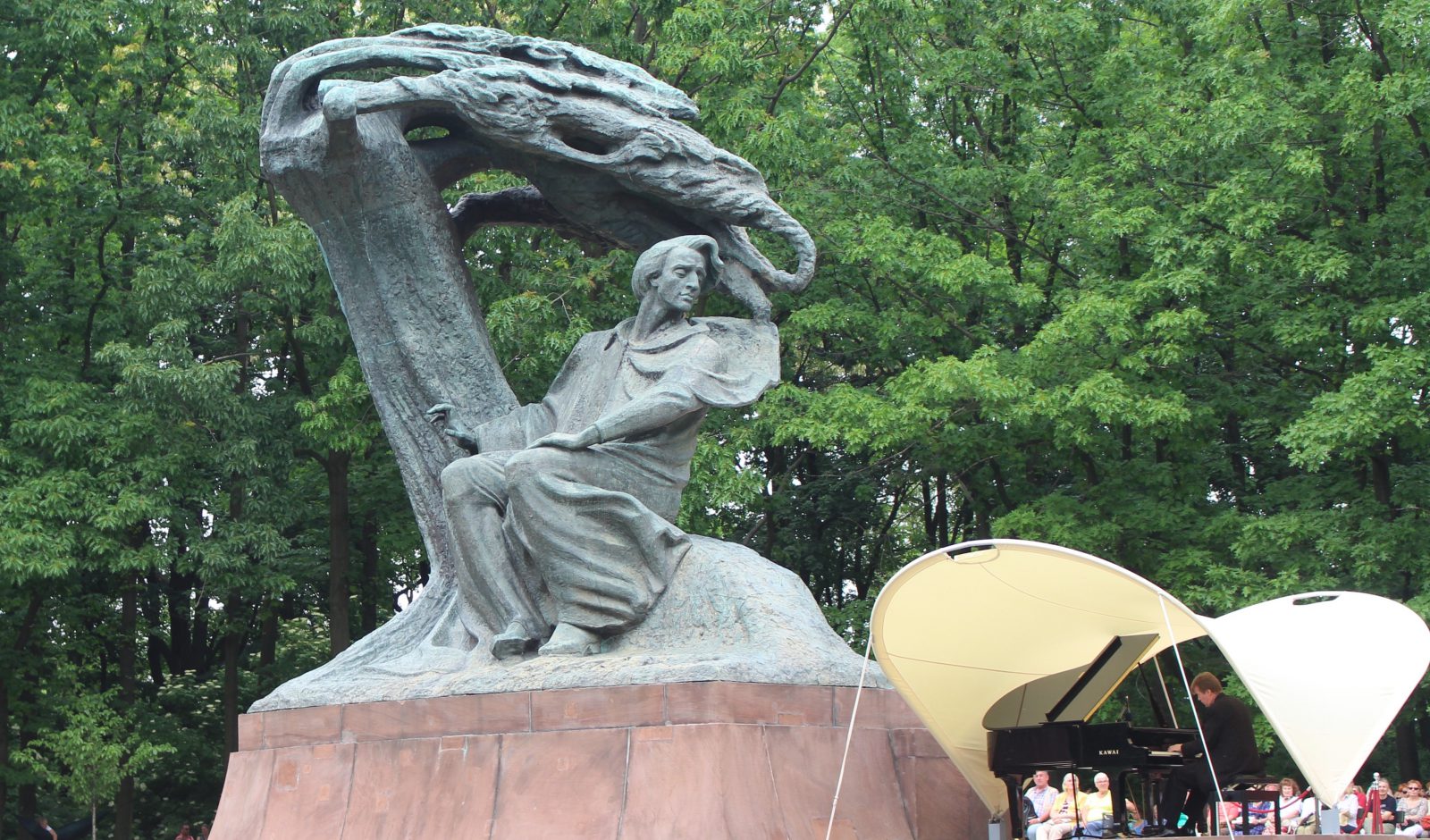 Pologne Balades et itinéraire de Chopin à Varsovie Statue de Chopin Parc Lazienki