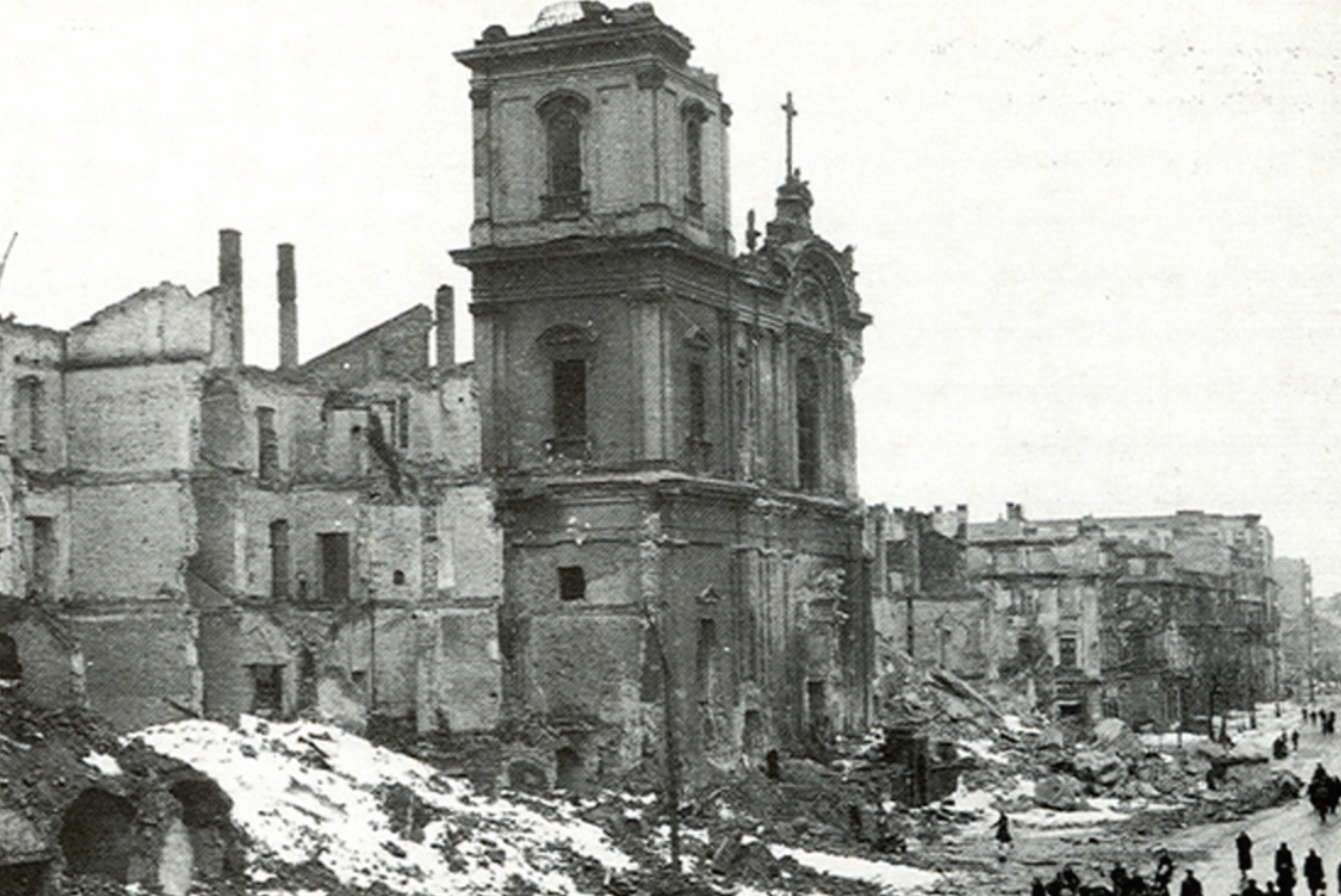 pologne varsovie L'église de la Sainte-Croix détruite 2ème guerre mondiale