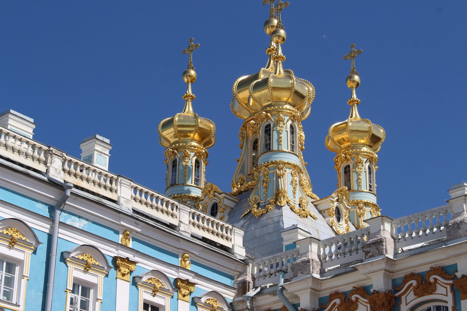 Russie - Tsarskoïé Selo palais Catherine coupoles de la chapelle palatine