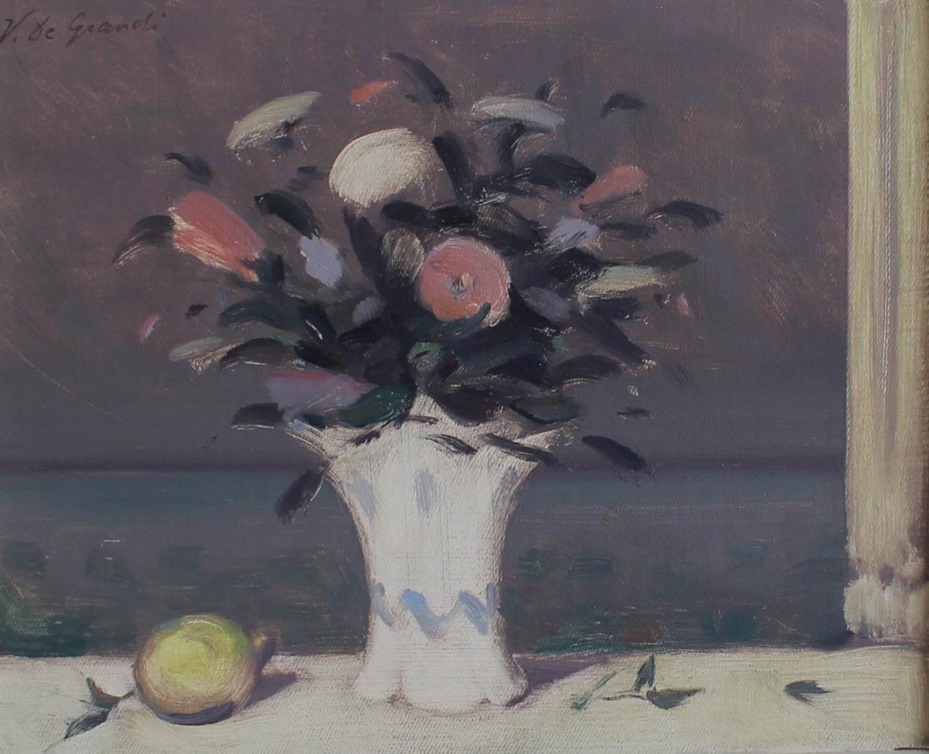 Vincent De Grandi : Bouquet et citron - huile sur toile