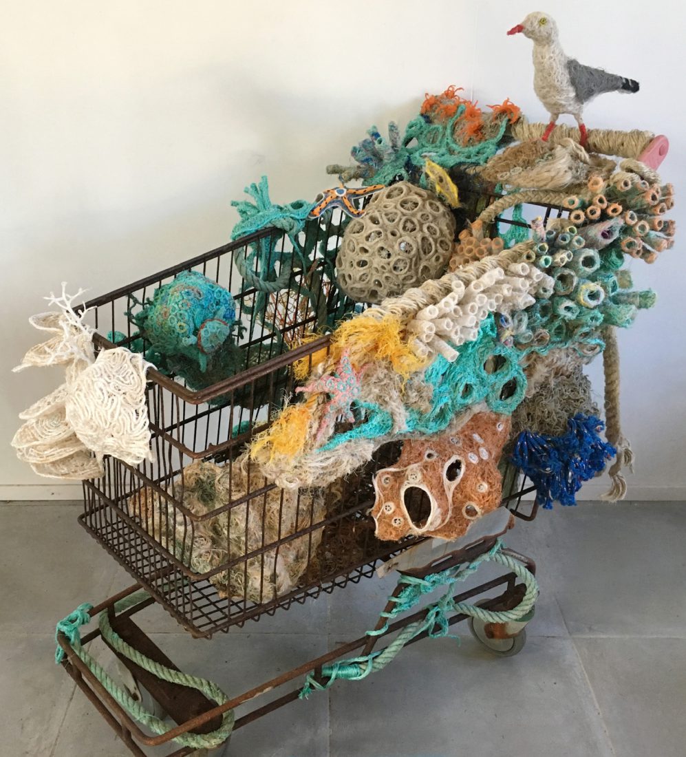 Marion Gaemers (1958) / Récif à vendre : une fois, deux fois, trois fois… adjugé ! 2017 Chariot de supermarché récupéré,
