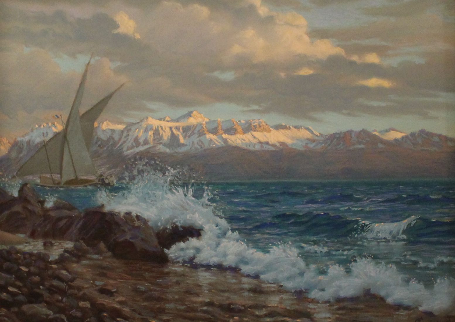 Eugène Crasset - Lac Léman en hiver. Pastel