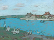 Alfred Sisley - Les oies au bord du Loing, 