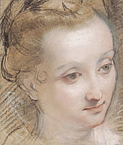 Hermitage Lausanne Pastel -Federico Barocci - Tête de jeune femme. 