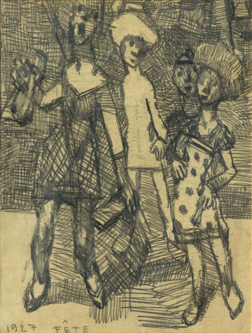 1Louis Soutter, Fête, 1927, crayon de graphite sur papier