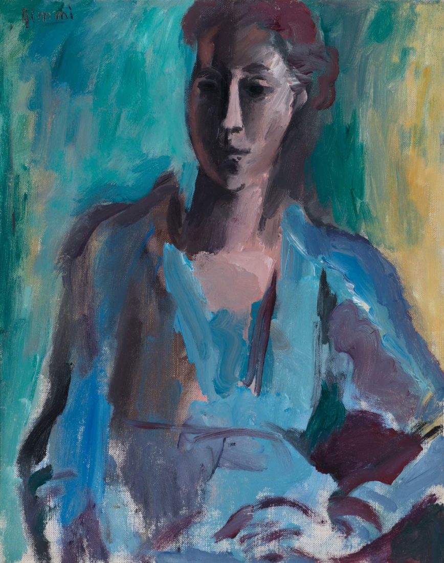 Portrait de jeune femme (Fernande) à la robe bleue Wilhelm Gimmi