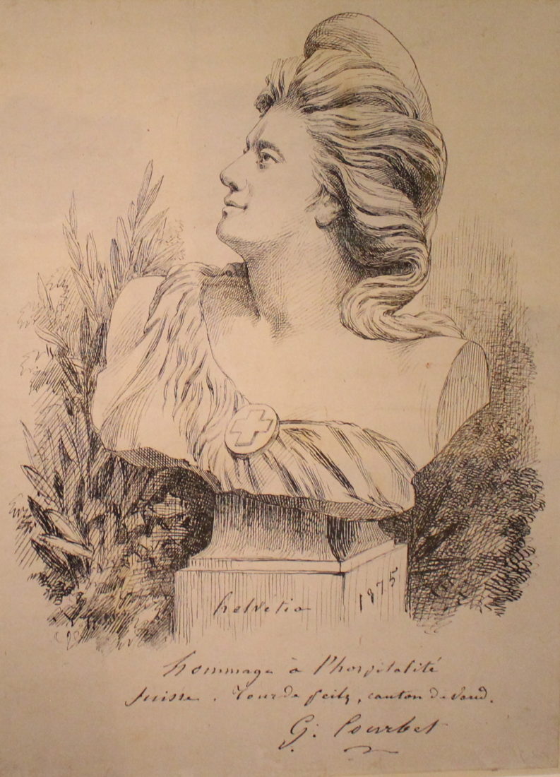 Helvetia, 1875. Lithographie. Courbet Musée Jenisch, Vevey. 