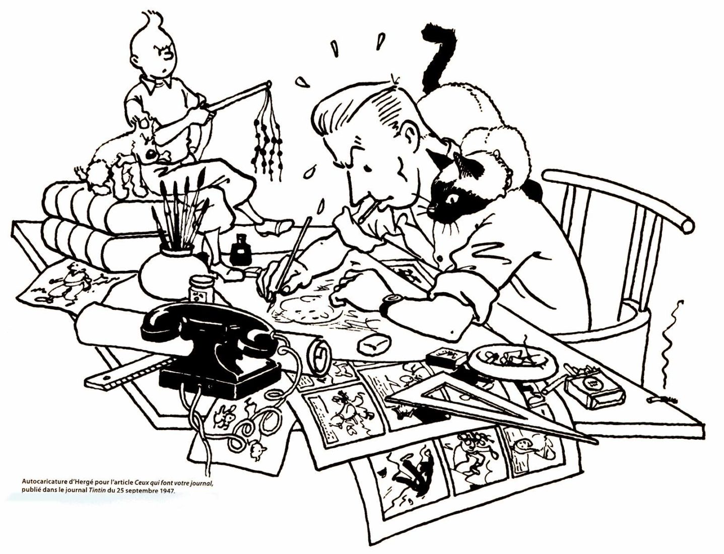 Tintin Hergé autocaricature 