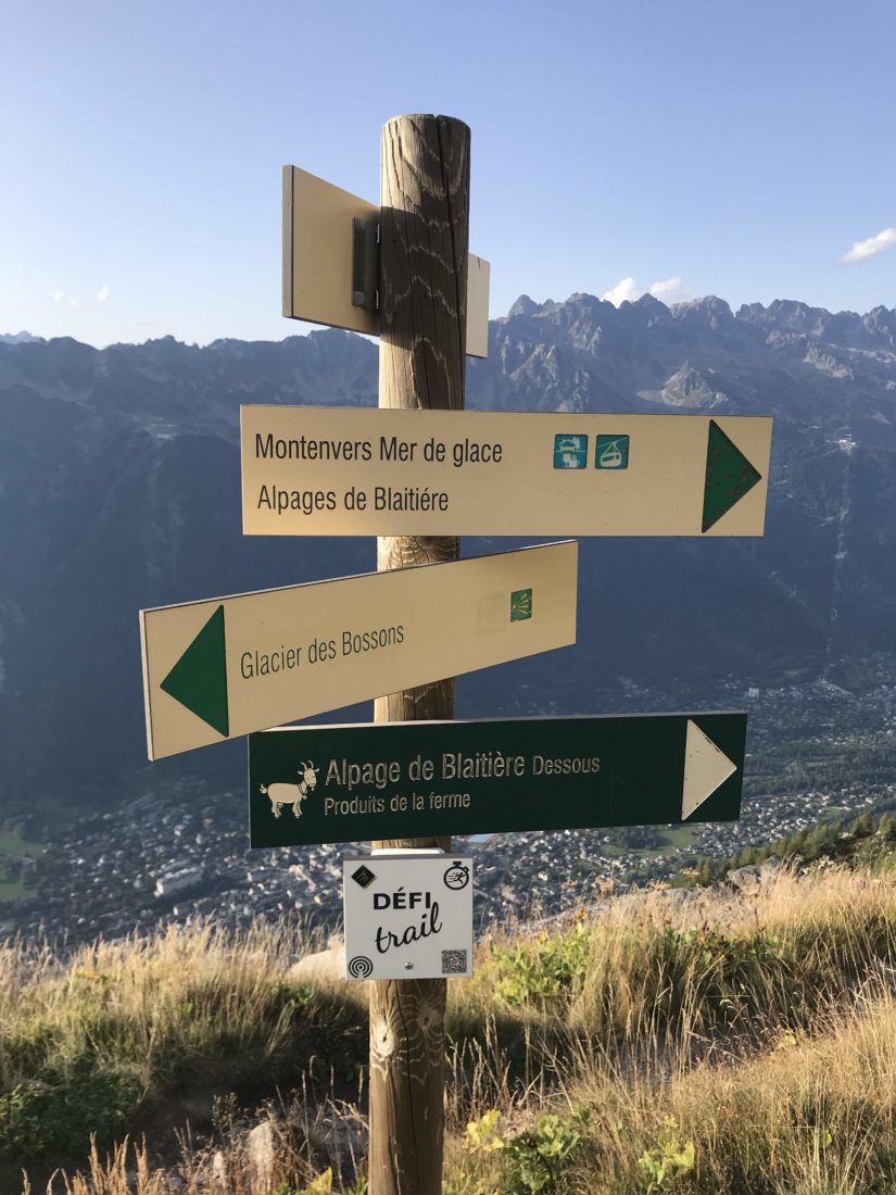 Refuge du Plan de l'Aiguille poteau indicateur