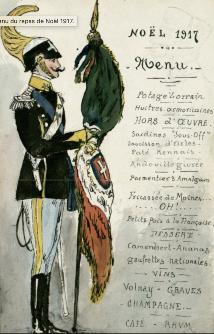 Archives municipales de Dijon menu noel 1917