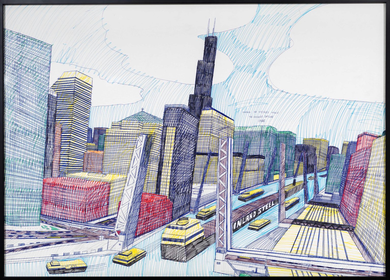 Wesley Willis, The Chicago Skyline, Sears Tower, Chicago River
