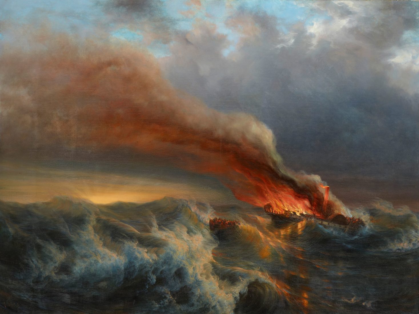 Kunsthaus Zurich Johann Jakob Ulrich, Bateau à vapeur en feu sur mer démontée