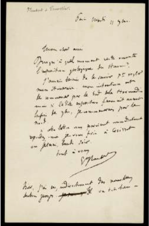 Lettre manuscrite de Gustave Flaubert