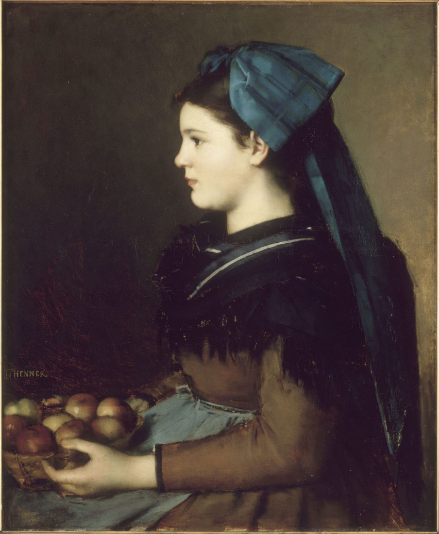 Jean-Jacques Henner, Eugénie Henner en Alsacienne tenant unpanier de pommes