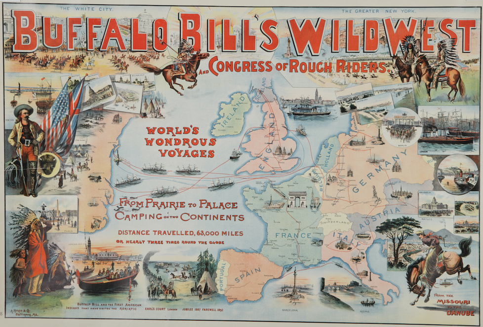 Sur la piste des Sioux Carte de la tournée européenne Buffalo Bill