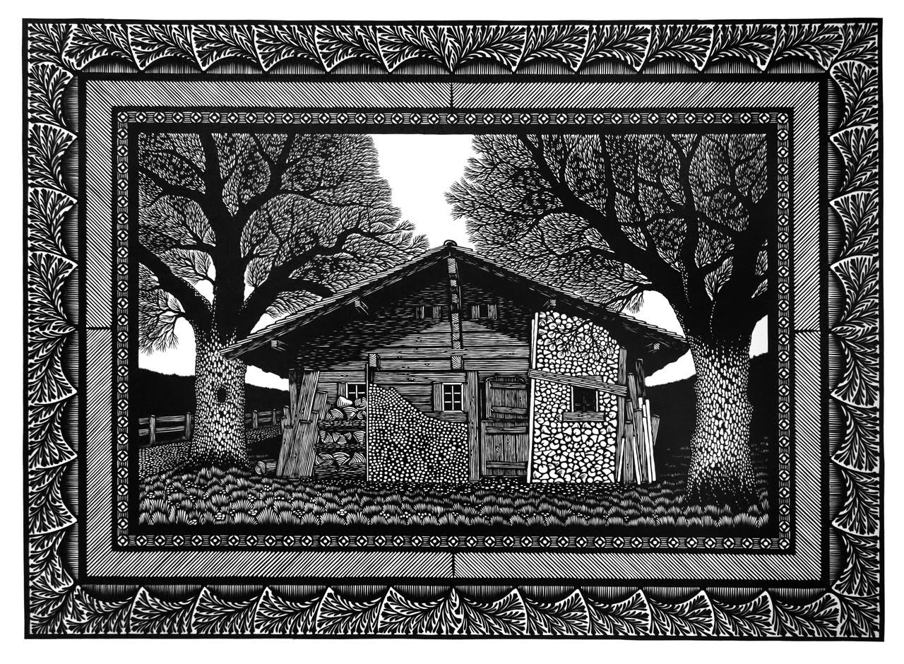 Marc Schweizer papier découpage rectangle chalet