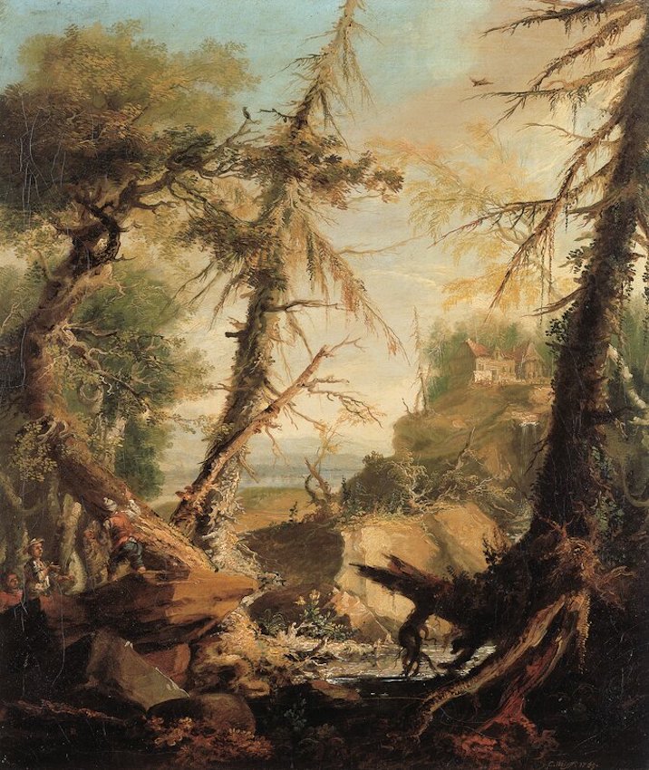 Caspar Wolf Romantische Waldlandschaft mit drei Figuren