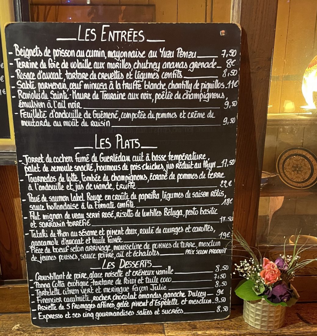 Café Breton menu sur ardoise