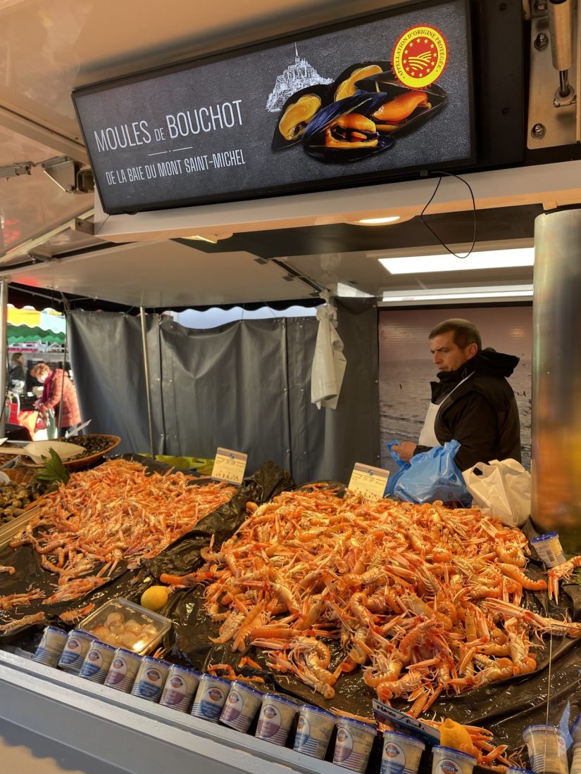 Rennes marché des Lices crevettes roses