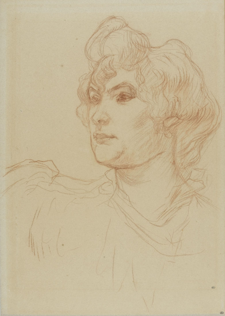 Henri de Toulouse-Lautrec (1864-1901)- Tête de femme vue de trois-quarts à gauche.