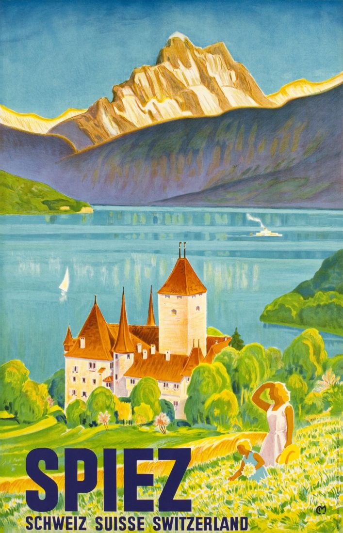 Lac de Thoune, affiche château de Spiez 