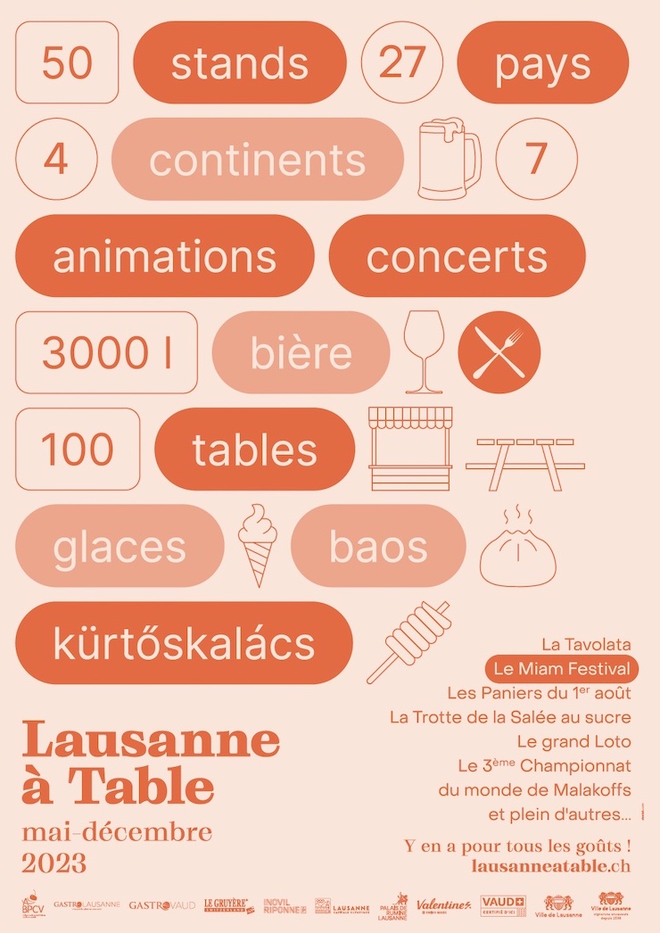 Lausanne à Table affiche orange 2023