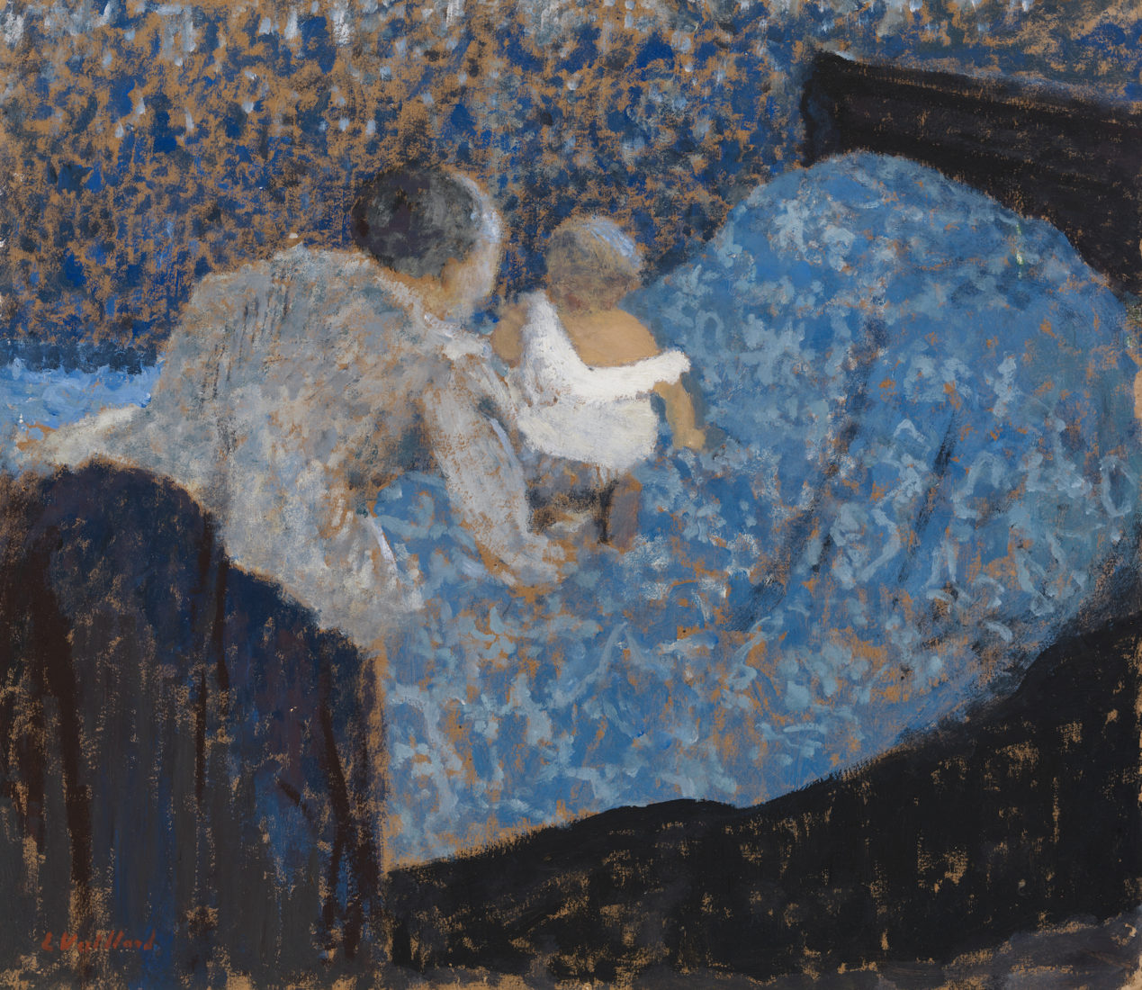 Edouard Vuillard. Grand-mère et enfant au lit bleu, 1899