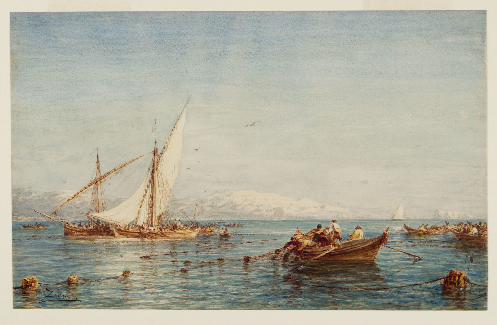 Félix Ziem "Sausset, environs de Marseille, la pêche au thon".