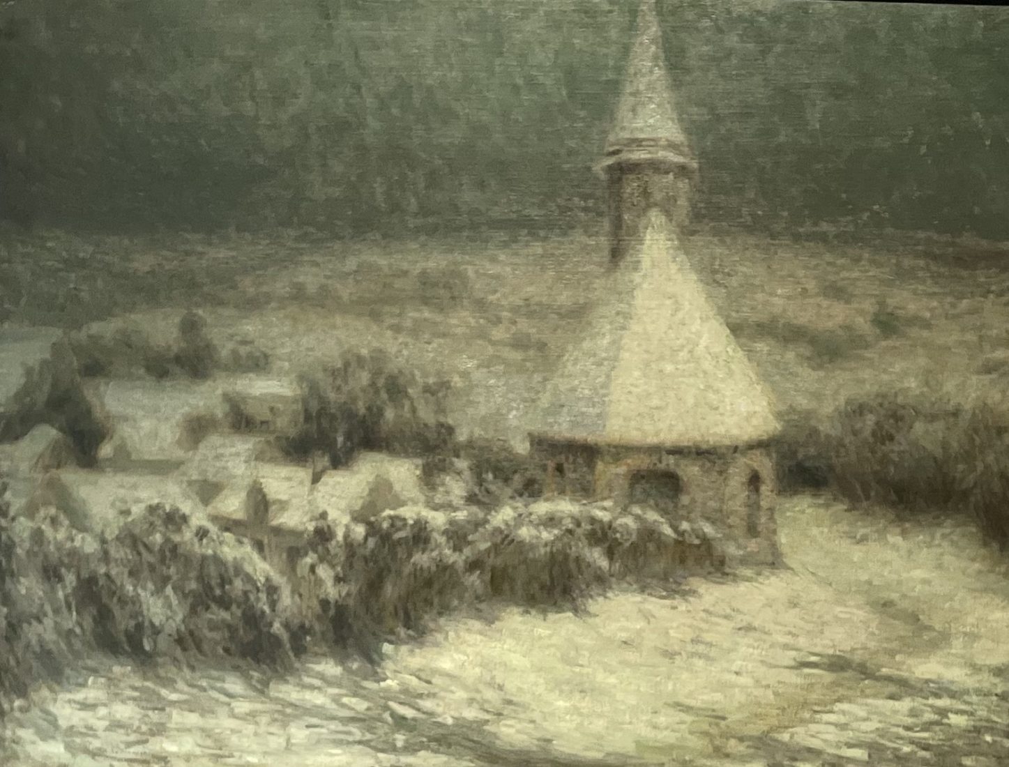 Henri Le Sidaner L'Eglise au clair de lune, neige, Buicourt,
