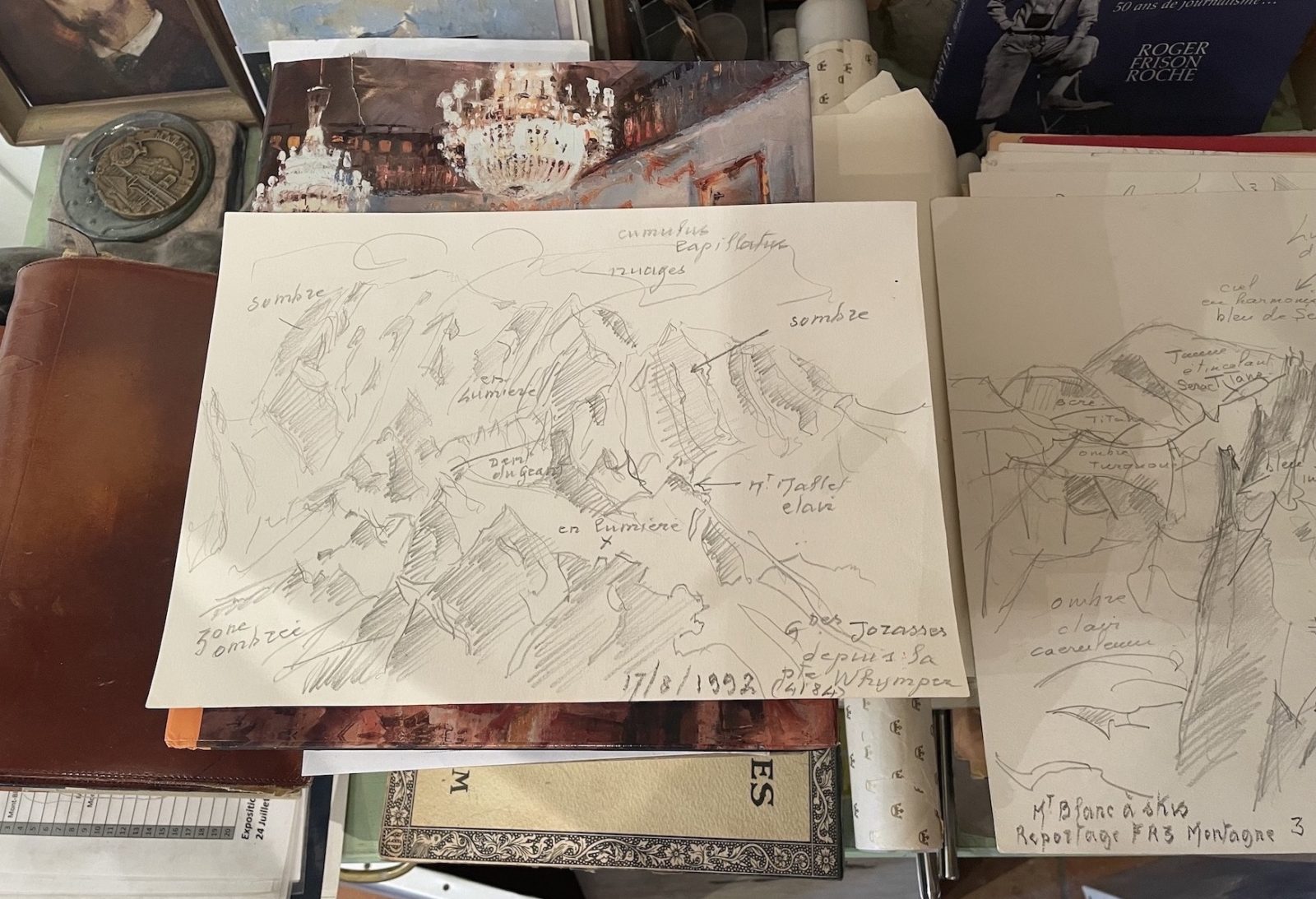 Lionel Wibault atelier Chamonix esquisses crayon