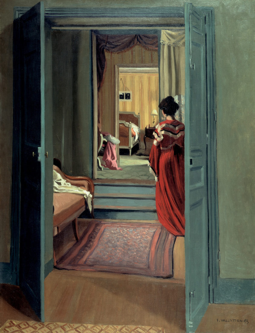 Félix Vallotton Intérieur avec femme en rouge de dos, 