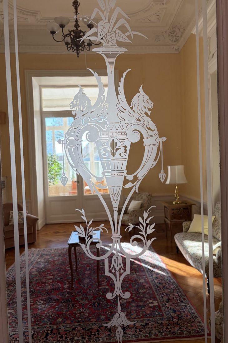 Grand Hôtel de Caux gravure sur vitre