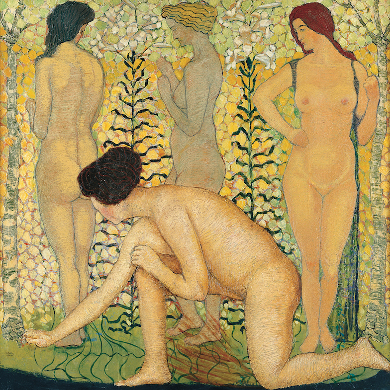 Ludwig Werlen (1884-1928) Femmes nues dans un buisson,